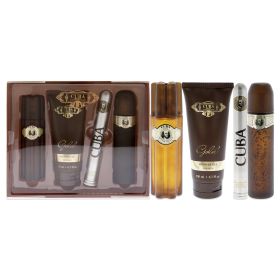 Cuba Gold by Cuba for Men - 4 Pc Gift Set 3.3oz EDT Spray, 1.17oz EDT Spray, 3.3oz After Shave, 6.7oz Shower Gel